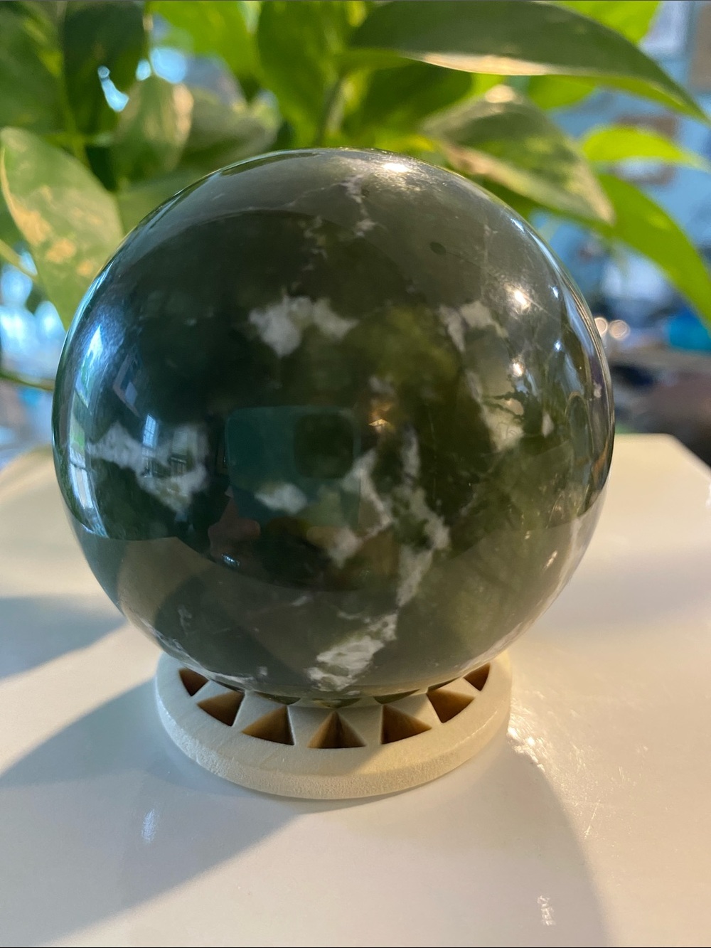Green Jade Crystal Sphere - Good Luck & Prosperity 🍀
